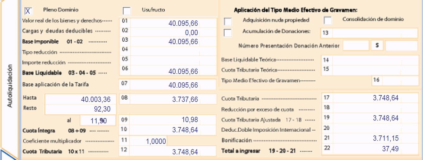 calcular impuesto donaciones