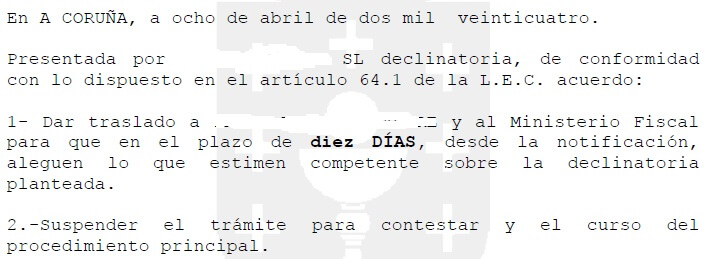 declinatoria garon abogados